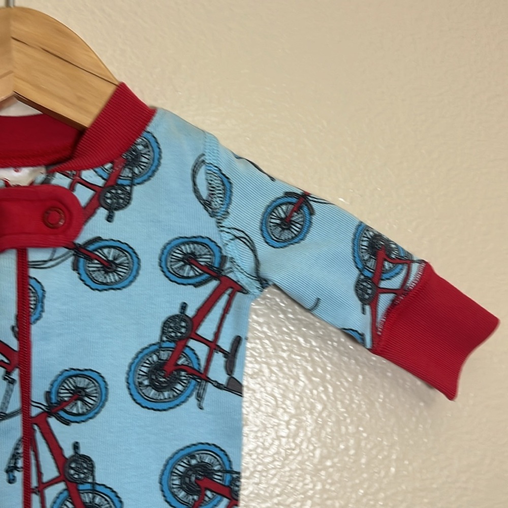 Hanna Andersson Blue Red Bicycle Print 100% Organic Cotton Pajamas - Picture 4 of 8